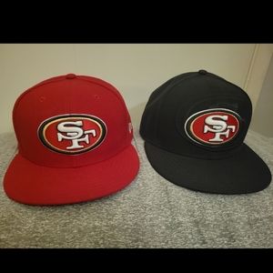 2 San Francisco 49ers New Era 59Fifty Fitted hats 7 3/4